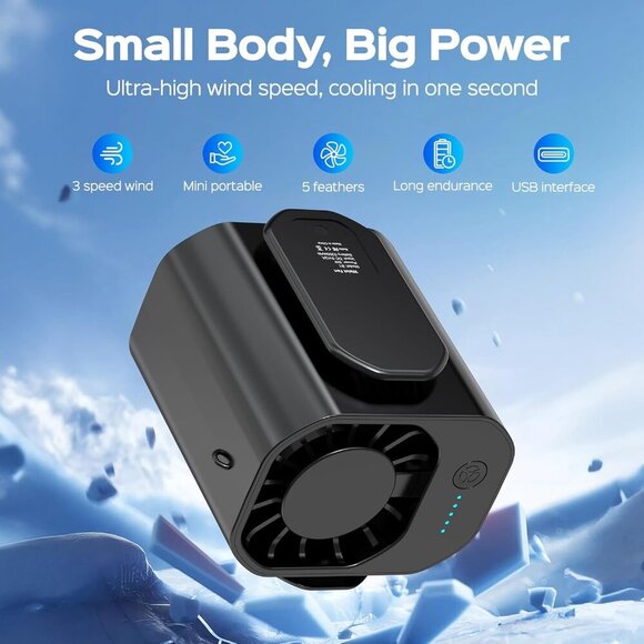 10000PRM Portable Waist Clip Fan, up to 20Hrs Mini Personal Rechargeable, Belt F - Picture 3 of 8